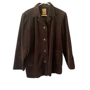 Vintage Prés de Chamonix Women Cotton Brown Corduroy Shirt Jacket, XL
